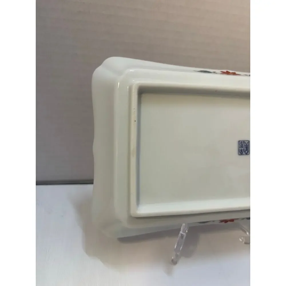 Vintage Rectangle porcelain serving platter with an Asian/Oriental motif
